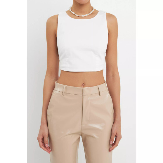 Women's Elastic Band Open Back Crop Top