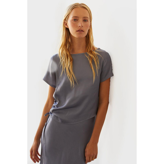 Women's Bridgette Satin Tee with Side Tunnel Ruching