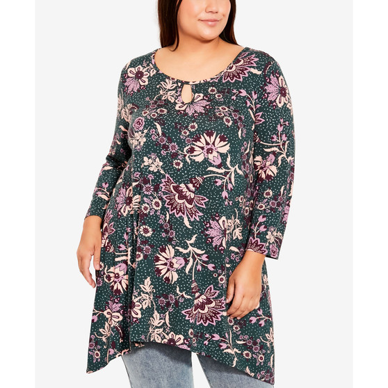 Plus Size Keyhole Swing Tunic Top