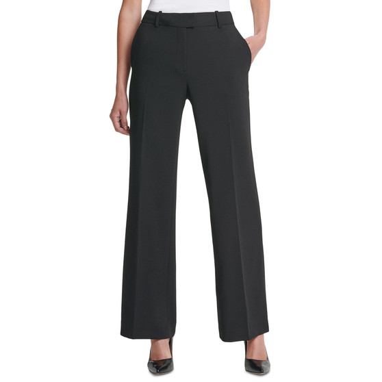 Women's Solid High-Rise Wide-Leg Career Pants