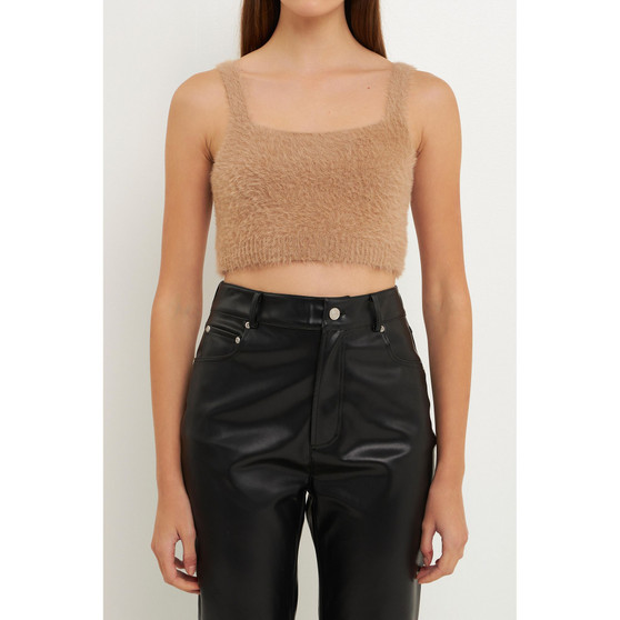 Women's Feather Plush Bralette Top