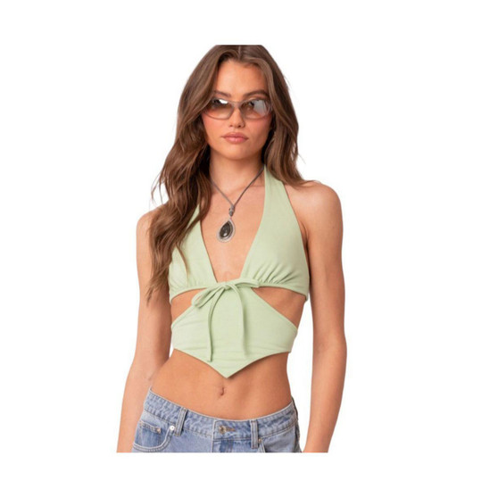 Women's Cady Tie Front Cut Out Top