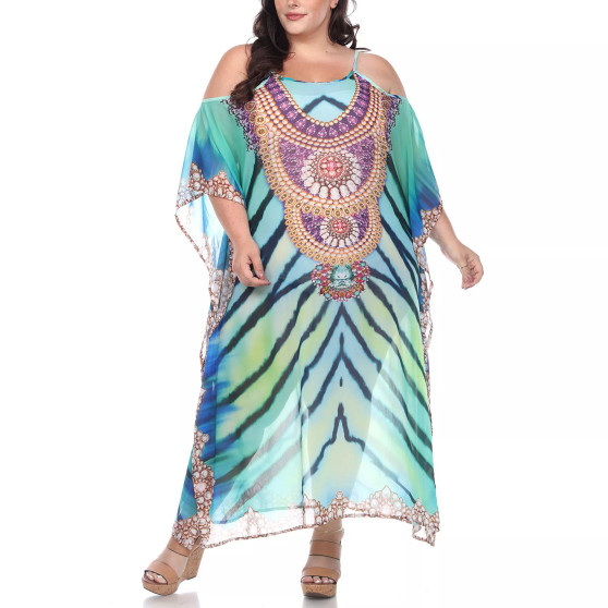 Plus Size Sheer Maxi Caftan