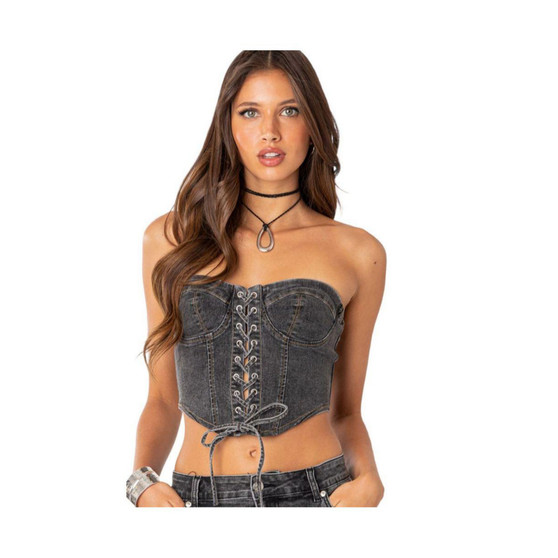 Women's Waverly Denim Lace Up Corset Top
