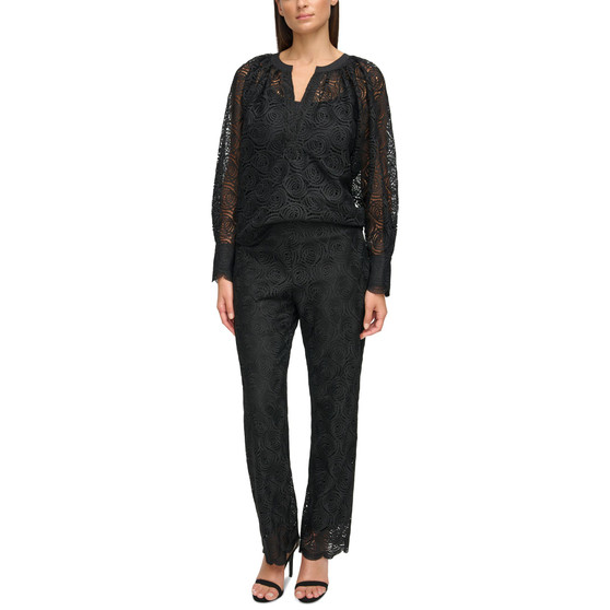 Women's Circular Crochet Long-Sleeve Blouse