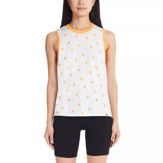 Marc New York Women's Performance Ditsy Daisy Printed Ringer Tank Top