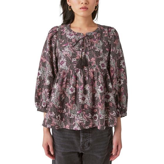 Bohemian Printed Peasant Blouse