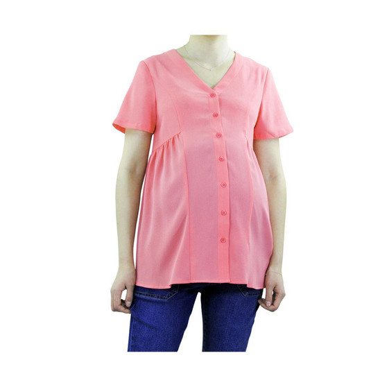 Short Sleeve Button Front Maternity Top
