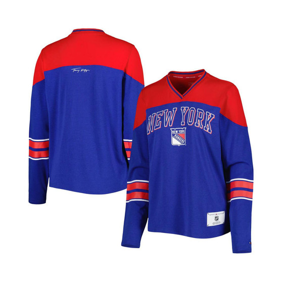 Women's Blue New York Rangers Abigail V-Neck Long Sleeve T-shirt