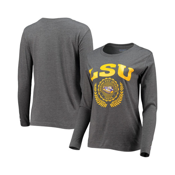 Women's Heathered Charcoal LSU Tigers University Laurels Long Sleeve T-shirt