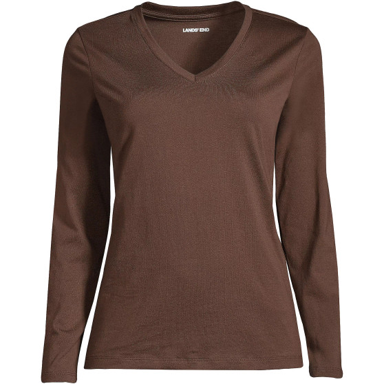 Women's Tall Relaxed Supima Cotton Long Sleeve V-Neck T-Shirt