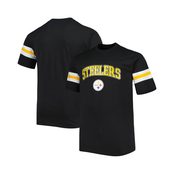 Men's Black Pittsburgh Steelers Big and Tall Arm Stripe T-shirt