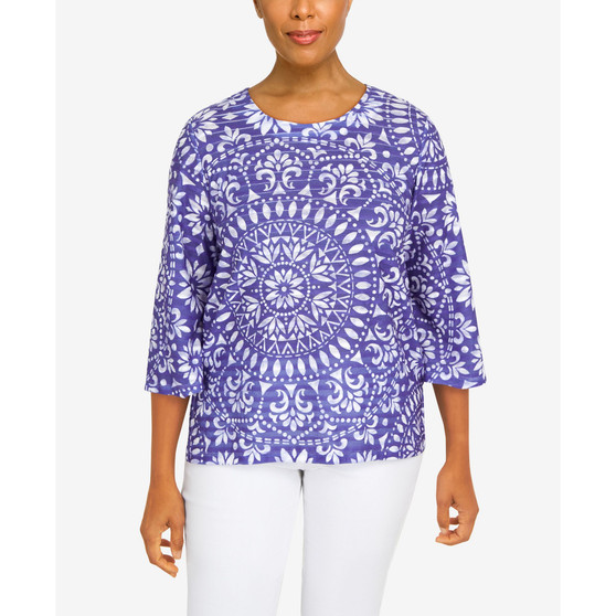 Petite Medallion Crew Neck Top