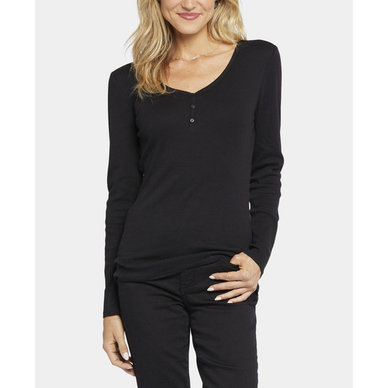 Women's Ribbed Long Sleeved Henley Top