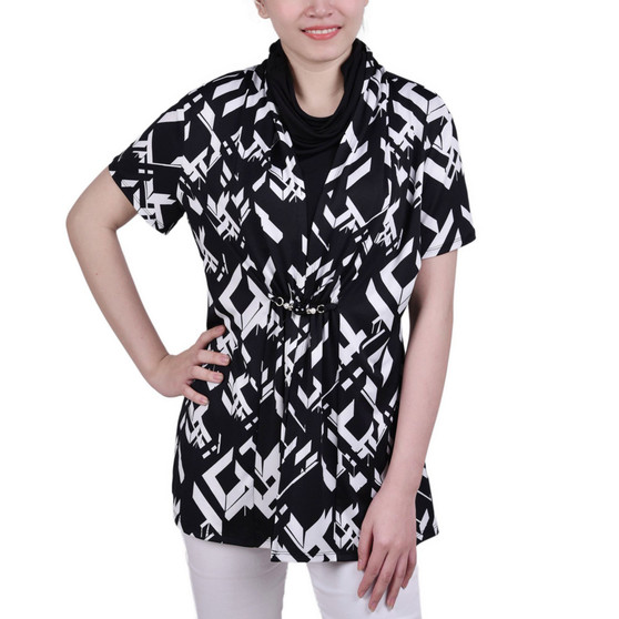 Petite Printed Adjustable Face-Covering Top