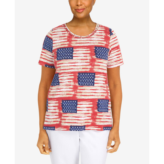 Women's Double Strap Flag Print Top