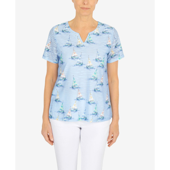 Petite Set Sail Sailboat Split Neck Top
