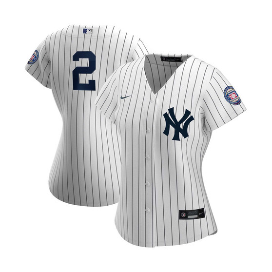 Women's Derek Jeter White and Navy New York Yankees 2020 Hall of Fame Induction Replica Jersey