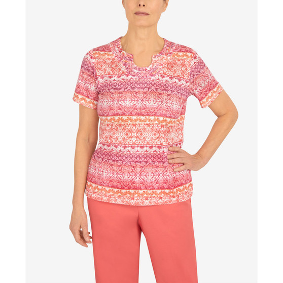 Petite Woodblock Stripe Top