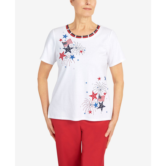 Petite Printed Double Strap Fireworks Top