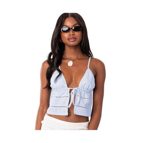 Women's Candy Cotton Tie Front Tank Top