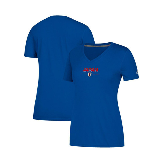 Women's Blue Japan National Team Ultimate Lined Up Too climalite V-Neck T-Shirt