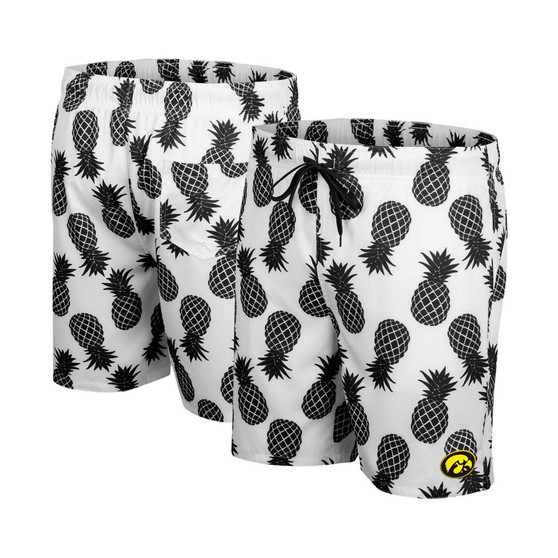 Men's White Iowa Hawkeyes Pineapples Swim Shorts