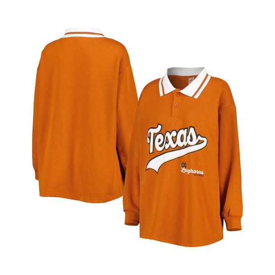 Women's Texas Orange Texas Longhorns Happy Hour Long Sleeve Polo Shirt