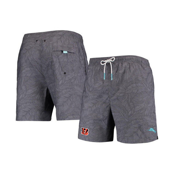 Men's Black Cincinnati Bengals Naples Layered Leaves Swim Trunks
