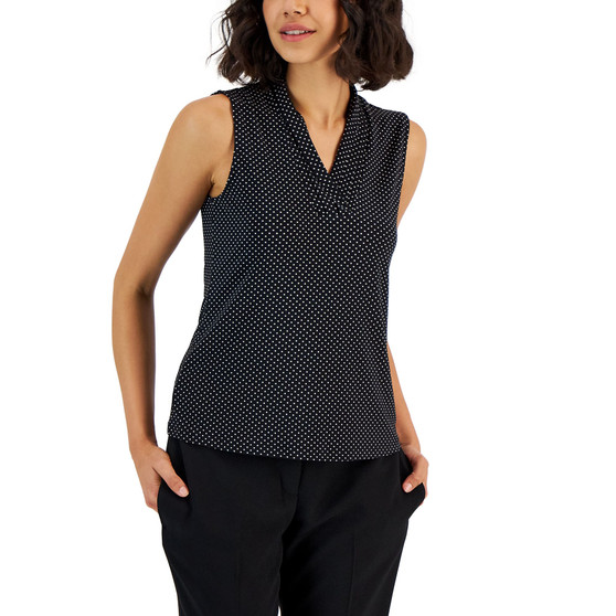 Women's Triple-Pleat Sleeveless V-Neck Blouse