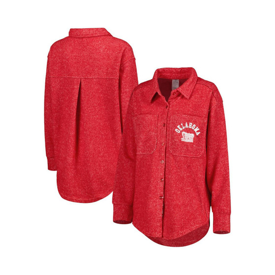 Women's Crimson Oklahoma Sooners Switch It Up Tri-Blend Button-Up Shacket