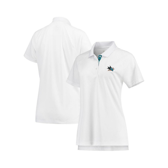 Women's White San Jose Sharks Balance Raglan Polo Shirt