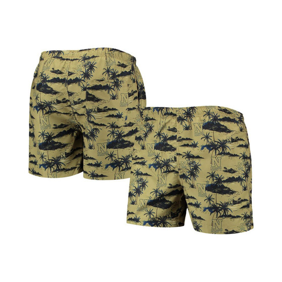 Men's Gold Navy Midshipmen Island Palm Swim Trunks