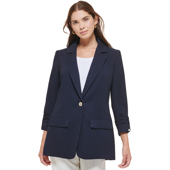 Women's One-Button Roll-Tab Sleeve Blazer