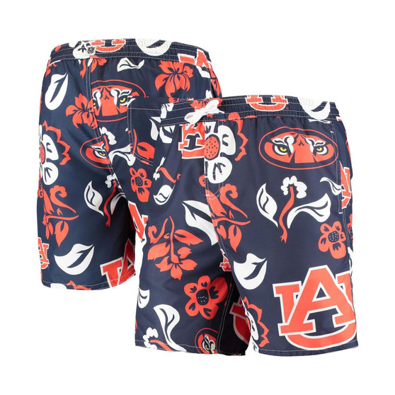 Men's Navy Auburn Tigers Floral Volley Swim Trunks