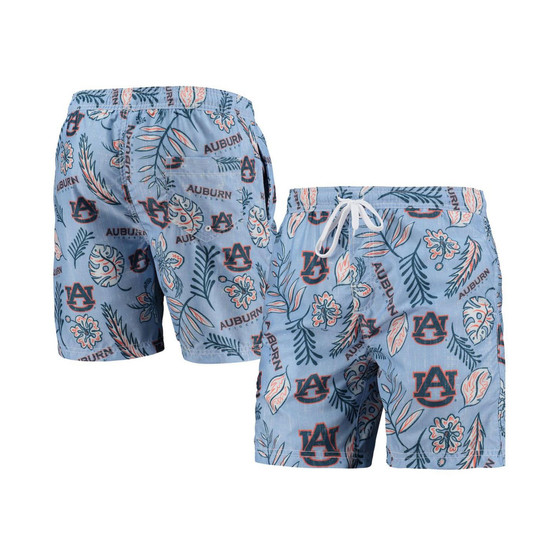 Men's Light Blue Auburn Tigers Vintage-Like Floral Swim Trunks