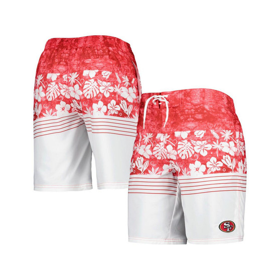 Men's Scarlet, White San Francisco 49ers Ocean Tide Swim Trunks