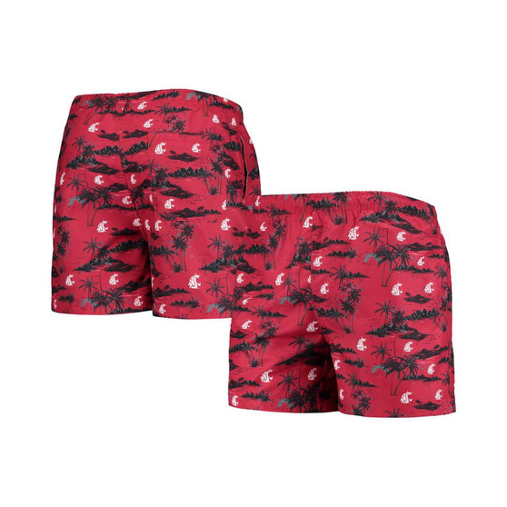 Men's Crimson Washington State Cougars Island Palm Swim Trunks