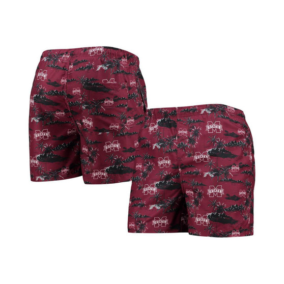 Men's Maroon Mississippi State Bulldogs Island Palm Swim Trunks