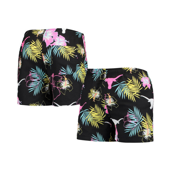 Men's Black Texas Longhorns Neon Floral Swim Trunks