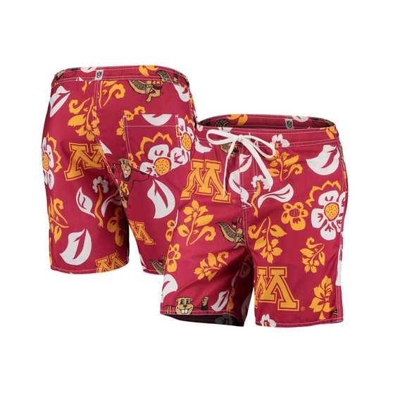 Men's Maroon Minnesota Golden Gophers Floral Volley Logo Swim Trunks