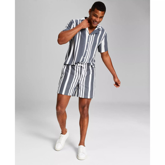 Men's Regular-Fit Stripe 6" Drawstring Shorts, Created for Macy's