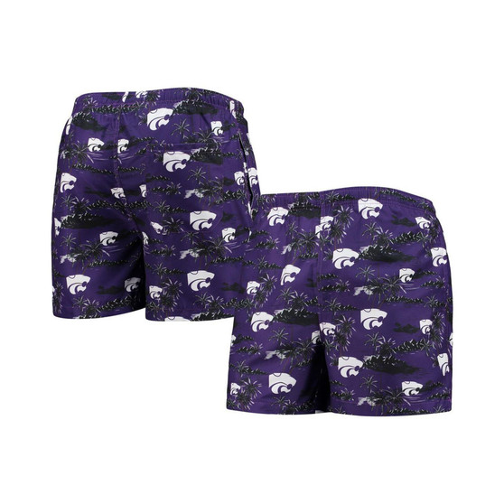 Men's Purple Kansas State Wildcats Island Palm Swim Trunks