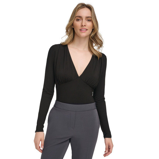 Women's Long-Sleeve Plunge-Neck Bodysuit