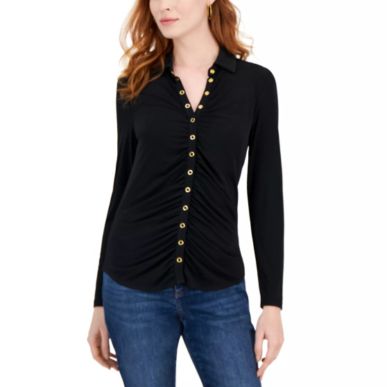 Women's Snap-Front Ruched Top, Created for Macy's