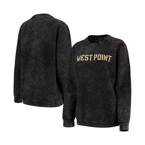 Women's Black Army Black Knights Comfy Cord Vintage-Like Wash Basic Arch Pullover Sweatshirt