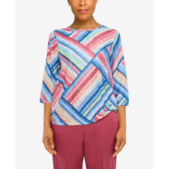 Petite Scenic Drive Spliced Stripe Double Strap Top