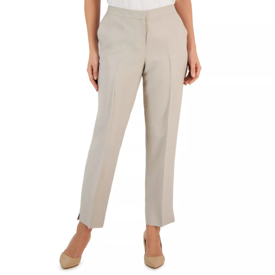 Women's Linen-Blend Elastic-Back Straight-Leg Pants