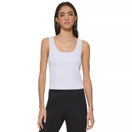 Women's Ribbed Cropped Metallic-Detail Tank Top