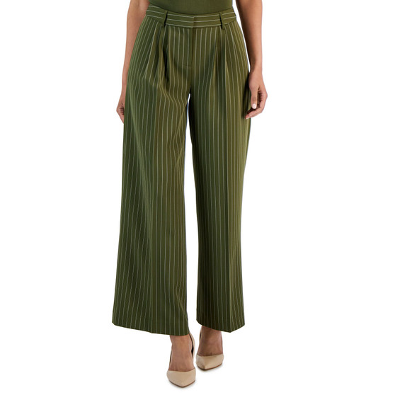 Women's Pinstriped Pleated-Waist Pants
